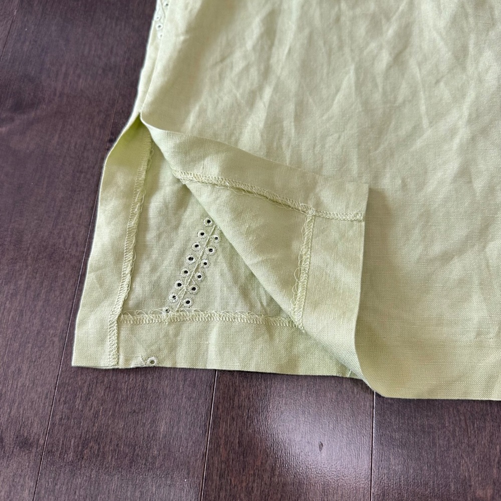 Coldwater Creek Linen Eyelet Button Down Top Tunic Cottagecore Romantic Citron 6 - Picture 8 of 8